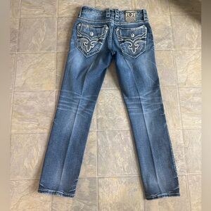 Rock Revival Blue Embroidered Back Pocket Jeans